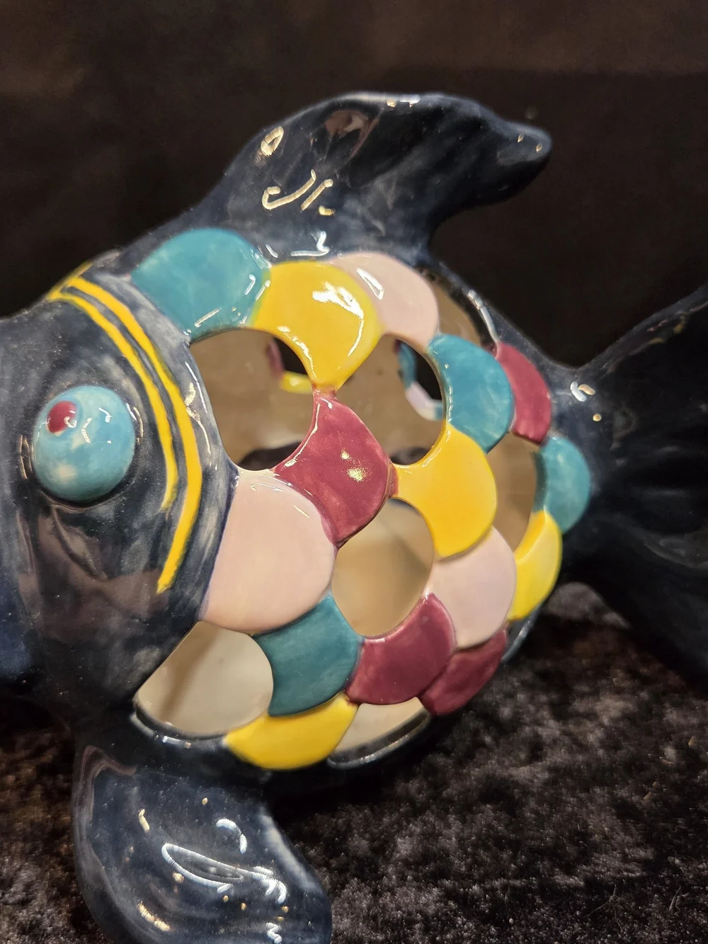 Colorful Wide Mouth Koi Fish Candle Holder Candy or Trinket Dish